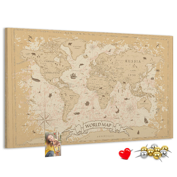 Korková tabuľa Mapa starovekého sveta s geografickými detailmi