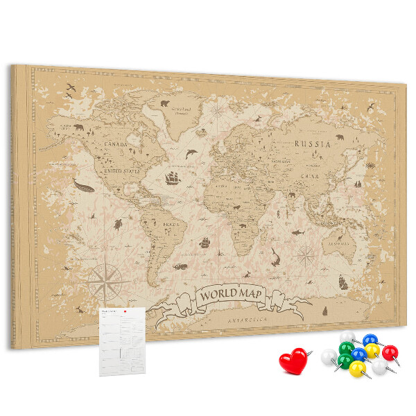 Korková tabuľa Mapa starovekého sveta s geografickými detailmi