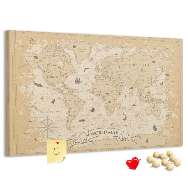 Korková tabuľa Mapa starovekého sveta s geografickými detailmi