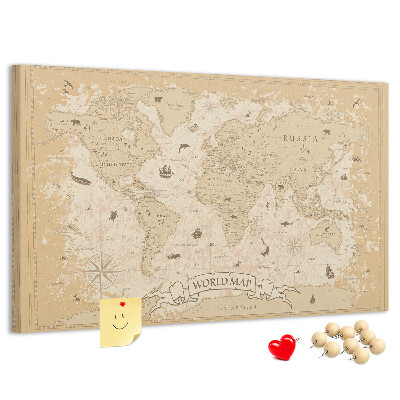 Korková tabuľa Mapa starovekého sveta s geografickými detailmi