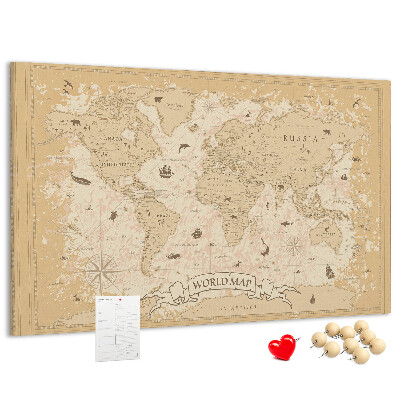 Korková tabuľa Mapa starovekého sveta s geografickými detailmi
