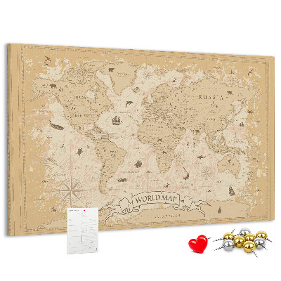 Korková tabuľa Mapa starovekého sveta s geografickými detailmi