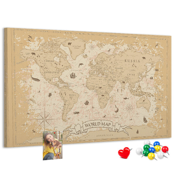 Korková tabuľa Mapa starovekého sveta s geografickými detailmi