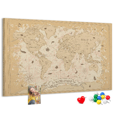 Korková tabuľa Mapa starovekého sveta s geografickými detailmi