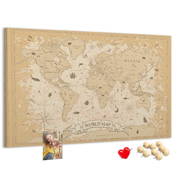 Korková tabuľa Mapa starovekého sveta s geografickými detailmi
