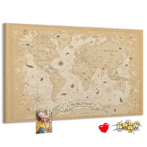 Korková tabuľa Mapa starovekého sveta s geografickými detailmi
