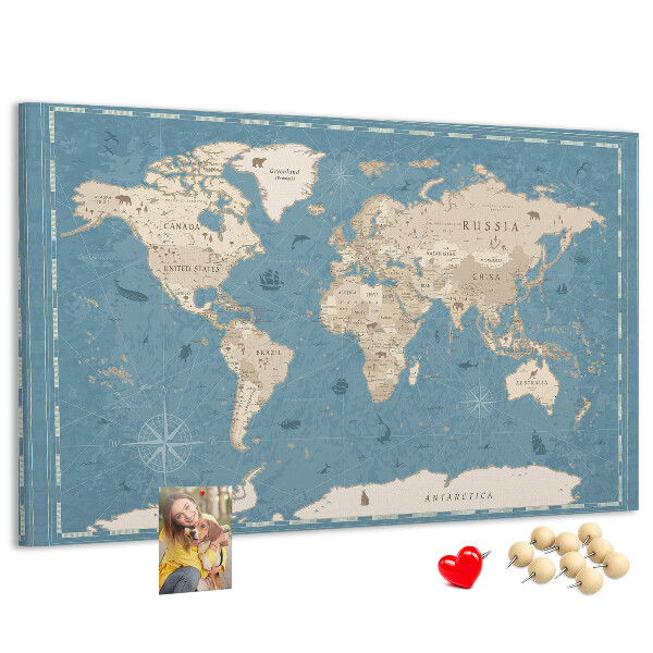 Nástenka Mapa starého sveta s jemným pozadím