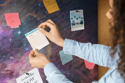 Korková nástenka na stenu Vesmírna krajina s hviezdami a hmlovinami