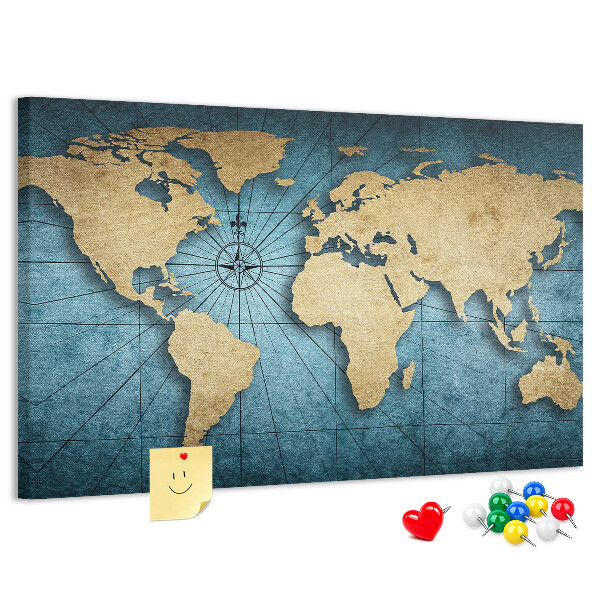 Nástenka Mapa starovekého sveta s kompasom