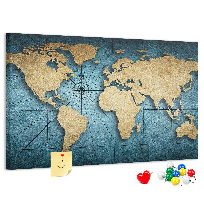 Nástenka Mapa starovekého sveta s kompasom