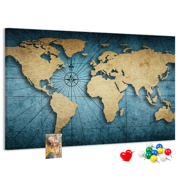 Nástenka Mapa starovekého sveta s kompasom