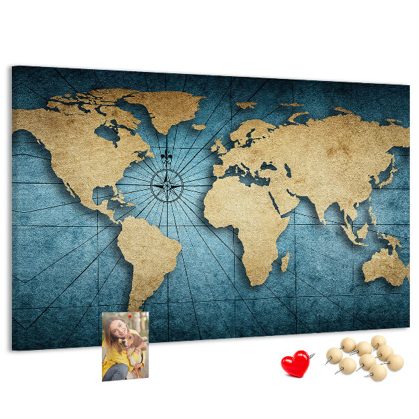 Nástenka Mapa starovekého sveta s kompasom