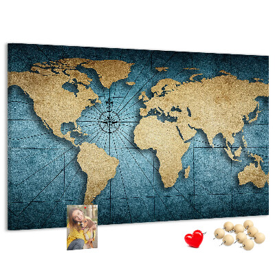 Nástenka Mapa starovekého sveta s kompasom
