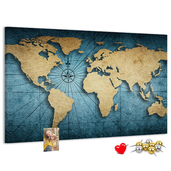 Nástenka Mapa starovekého sveta s kompasom