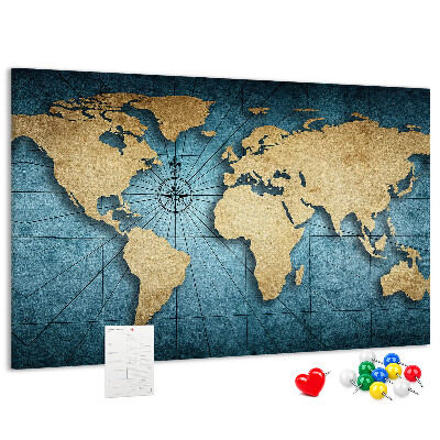 Nástenka Mapa starovekého sveta s kompasom