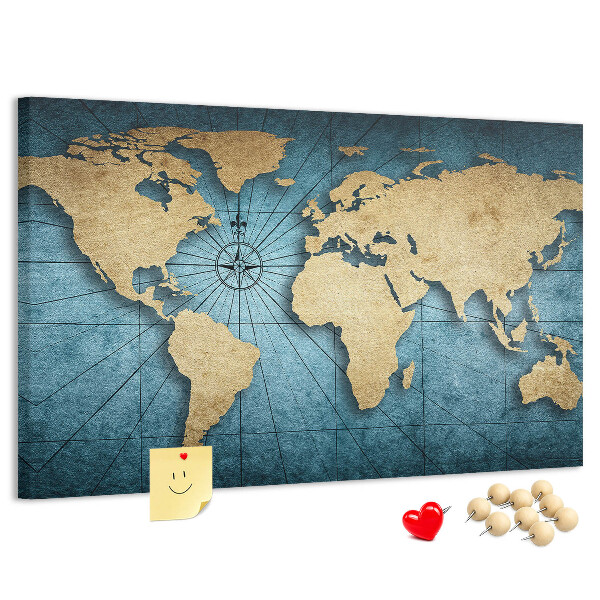 Nástenka Mapa starovekého sveta s kompasom
