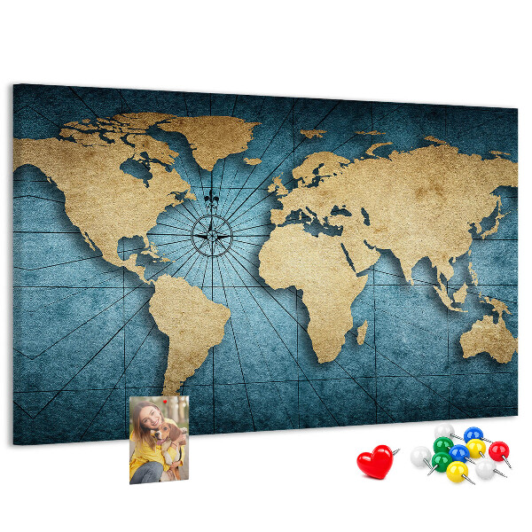 Nástenka Mapa starovekého sveta s kompasom
