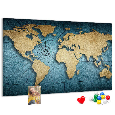 Nástenka Mapa starovekého sveta s kompasom
