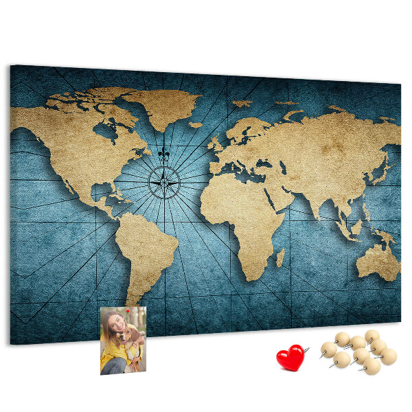 Nástenka Mapa starovekého sveta s kompasom