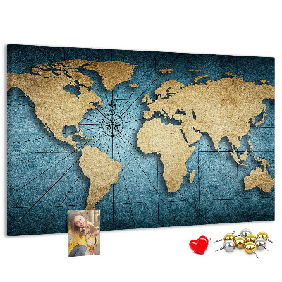 Nástenka Mapa starovekého sveta s kompasom