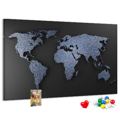 Korková tabuľa Mapa sveta v odtieňoch modrej.