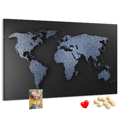 Korková tabuľa Mapa sveta v odtieňoch modrej.