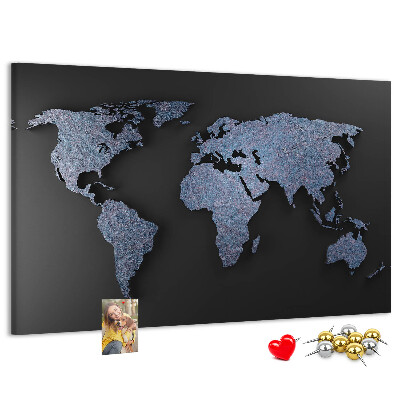 Korková tabuľa Mapa sveta v odtieňoch modrej.