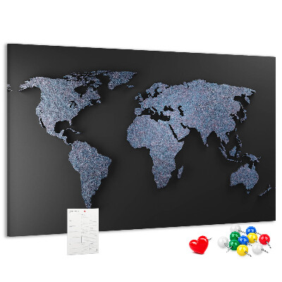 Korková tabuľa Mapa sveta v odtieňoch modrej.