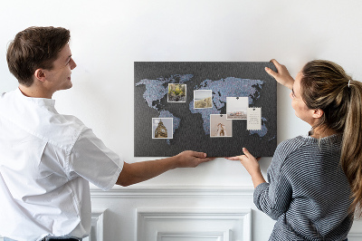 Korková tabuľa Mapa sveta v odtieňoch modrej.