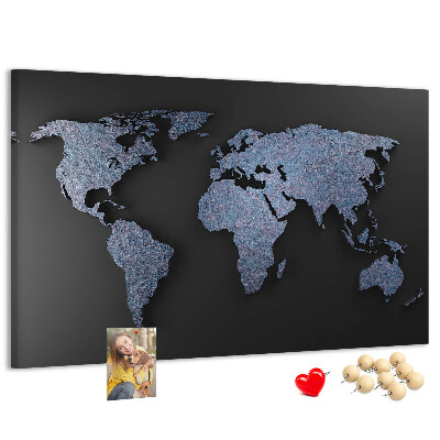 Korková tabuľa Mapa sveta v odtieňoch modrej.