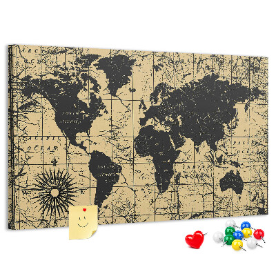 Nástenka Mapa starovekého sveta v čiernej a zlatej farbe