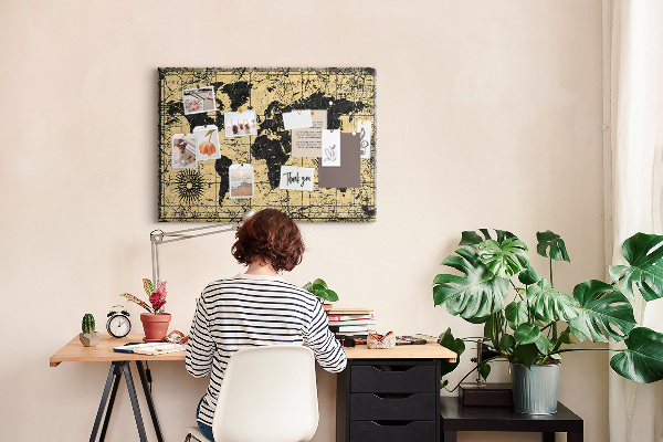 Nástenka Mapa starovekého sveta v čiernej a zlatej farbe