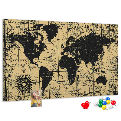 Nástenka Mapa starovekého sveta v čiernej a zlatej farbe