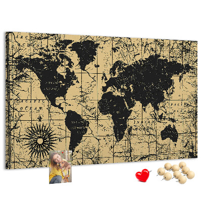 Nástenka Mapa starovekého sveta v čiernej a zlatej farbe