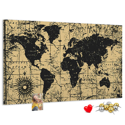 Nástenka Mapa starovekého sveta v čiernej a zlatej farbe