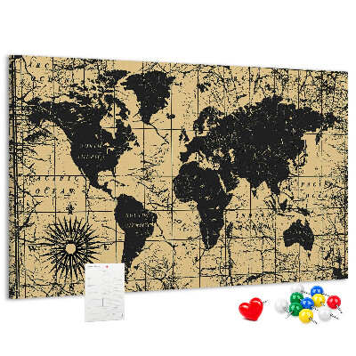 Nástenka Mapa starovekého sveta v čiernej a zlatej farbe
