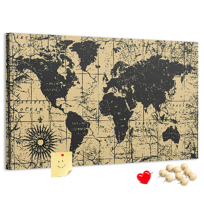 Nástenka Mapa starovekého sveta v čiernej a zlatej farbe