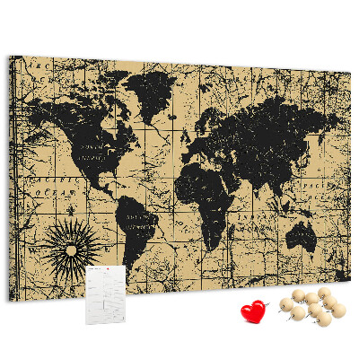Nástenka Mapa starovekého sveta v čiernej a zlatej farbe