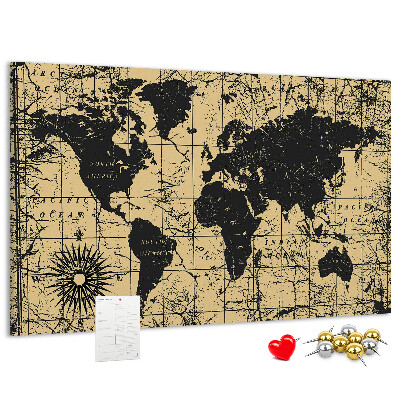 Nástenka Mapa starovekého sveta v čiernej a zlatej farbe