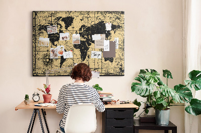 Nástenka Mapa starovekého sveta v čiernej a zlatej farbe