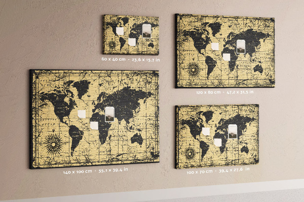 Nástenka Mapa starovekého sveta v čiernej a zlatej farbe