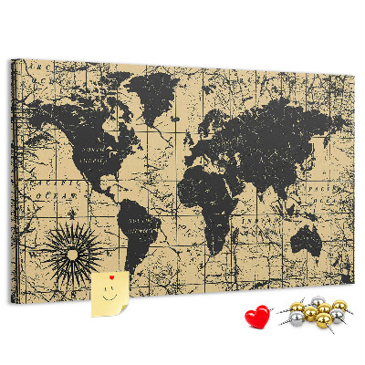 Nástenka Mapa starovekého sveta v čiernej a zlatej farbe