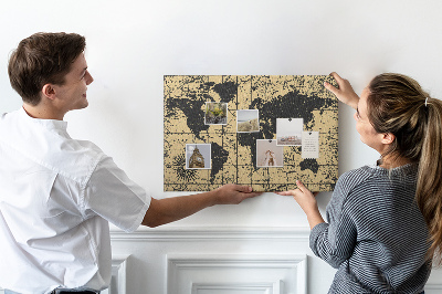 Nástenka Mapa starovekého sveta v čiernej a zlatej farbe