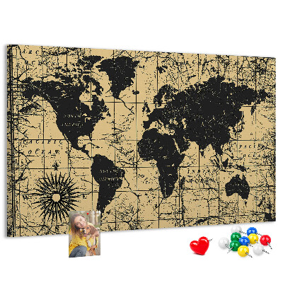 Nástenka Mapa starovekého sveta v čiernej a zlatej farbe