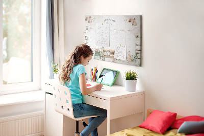 Korková nástenka na stenu Týždenný plánovač v štýle Home-Style