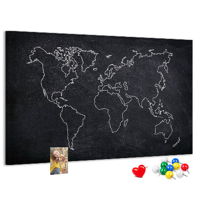 Korková tabuľa Mapa sveta na pozadí tabule