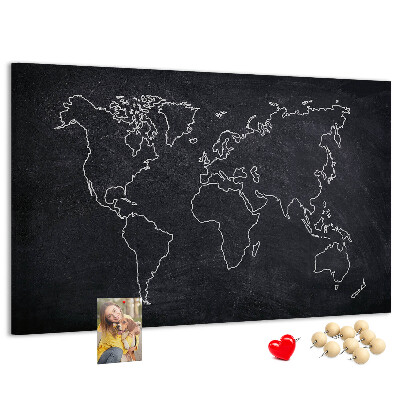 Korková tabuľa Mapa sveta na pozadí tabule