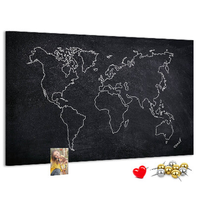 Korková tabuľa Mapa sveta na pozadí tabule