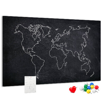 Korková tabuľa Mapa sveta na pozadí tabule