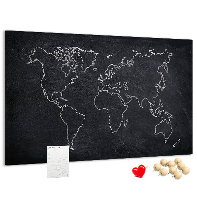 Korková tabuľa Mapa sveta na pozadí tabule